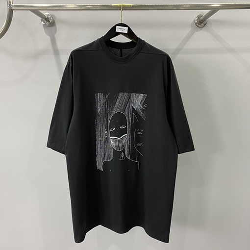 リックオウエンス半袖Tシャツスーパーコピー Rick Owens 五分袖 人像の素描 Oversize