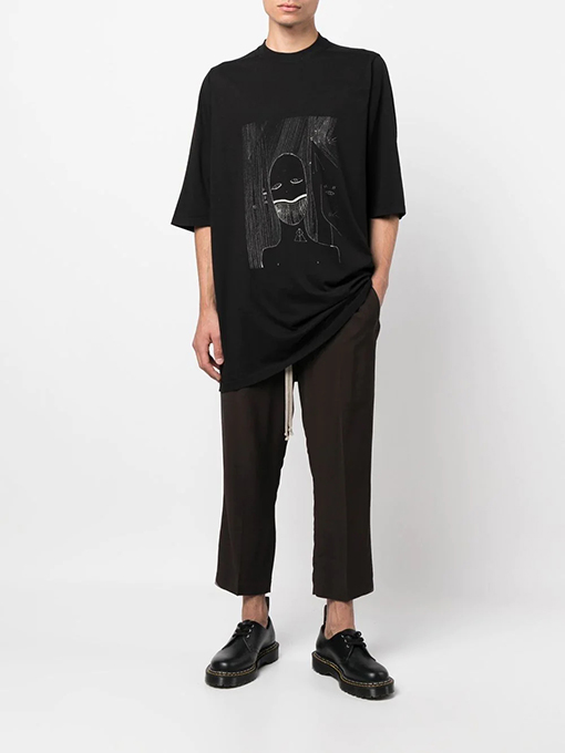 リックオウエンス半袖Tシャツスーパーコピー Rick Owens 五分袖 人像の素描 Oversize