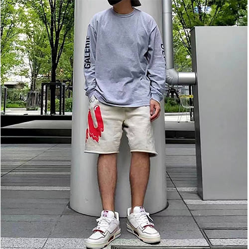 コラボ✦ セント マイケル × EU オリジナリティ溢れるプリント柄!リラックスしたフィット感のショートパンツ