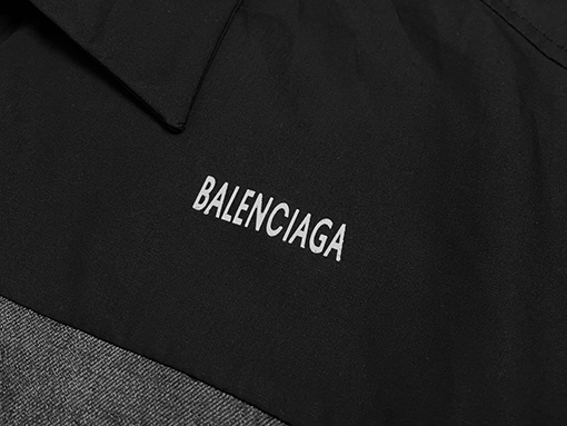 バレンシアガ デニムパッチワーク シャツ BALENCIAGA ロゴプリント