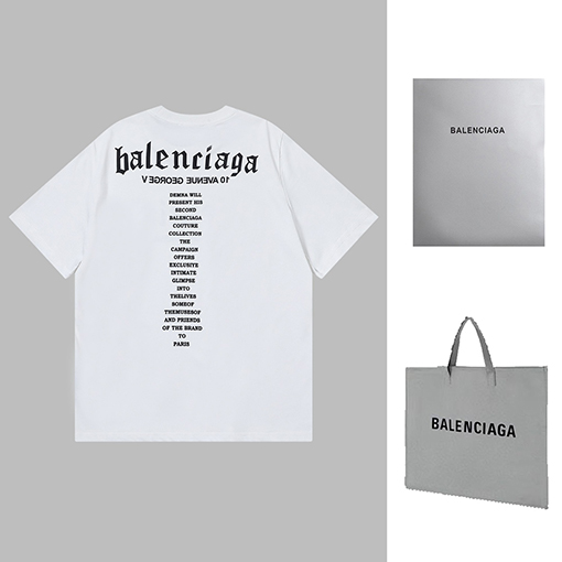 バレンシアガ 半袖Tシャツ  BALENCIAGA 前後文字プリントTシャツ