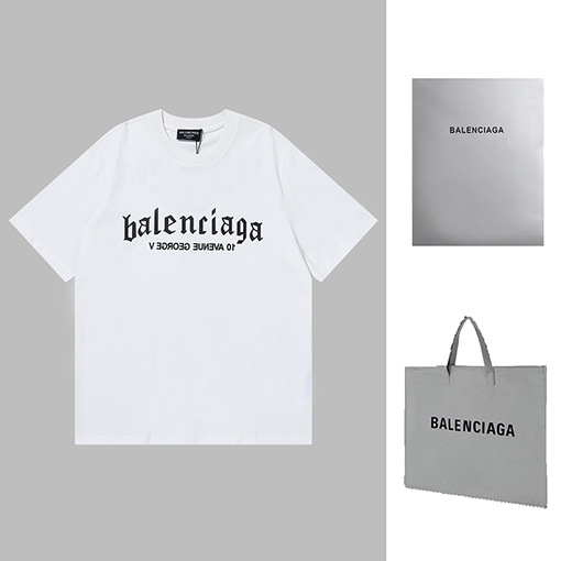 バレンシアガ 半袖Tシャツ  BALENCIAGA 前後文字プリントTシャツ