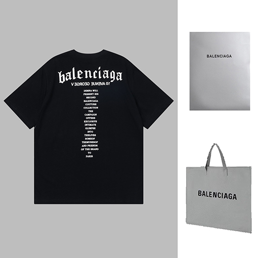 バレンシアガ 半袖Tシャツ  BALENCIAGA 前後文字プリントTシャツ