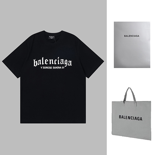 バレンシアガ 半袖Tシャツ  BALENCIAGA 前後文字プリントTシャツ