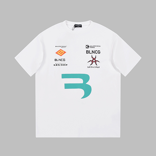 バレンシアガ  シンプルでクラシックなロゴ入りトラ柄印刷Tシャツ