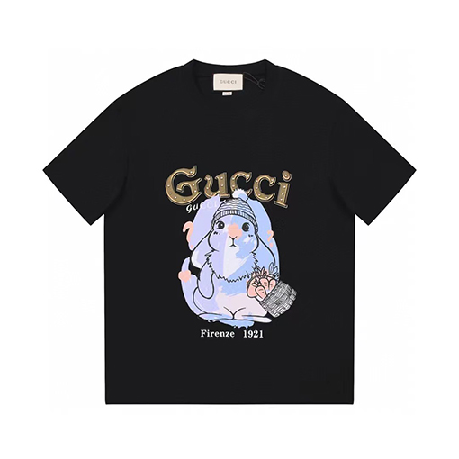 GUCCI 春夏の新作!グッチ 猫のロゴが印刷されたカラフルなコットンTシャツ