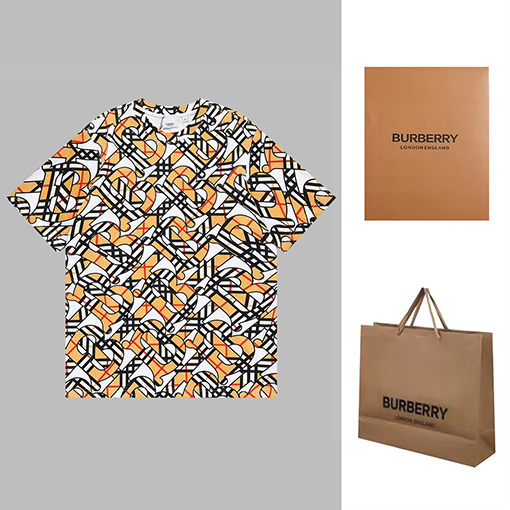 バーバリー 半袖Tシャツ ビッグロゴ印刷ショートスリーブTシャツ
