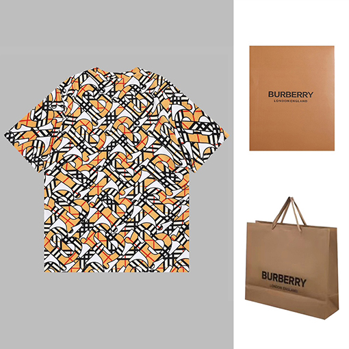 バーバリー 半袖Tシャツ ビッグロゴ印刷ショートスリーブTシャツ