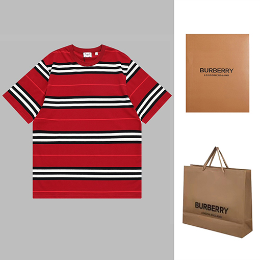 バーバリー 半袖Tシャツ  ロゴヴィンテージグラデーション印刷ショートスリーブTシャツ