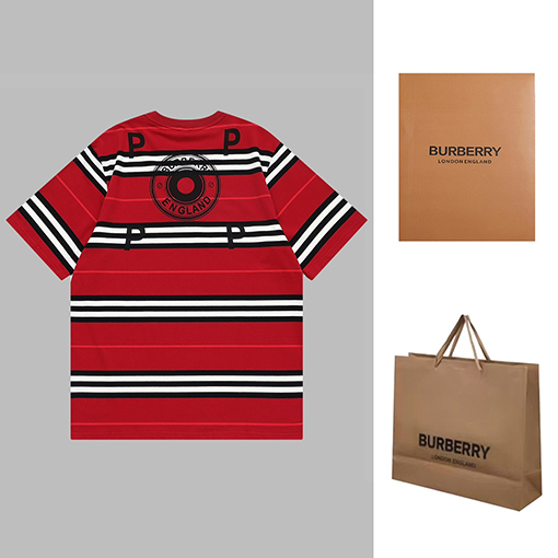 バーバリー 半袖Tシャツ  ロゴヴィンテージグラデーション印刷ショートスリーブTシャツ