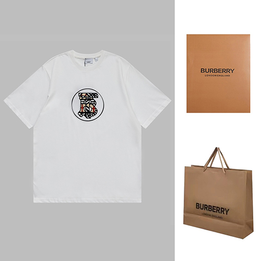 バーバリー 半袖Tシャツ スーパーコピー TBロゴ刺繍入りの短袖Tシャツ