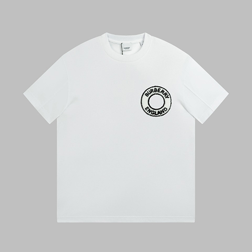 バーバリー 半袖Tシャツ コピー BBRロゴの起毛丸い文字の短袖Tシャツ