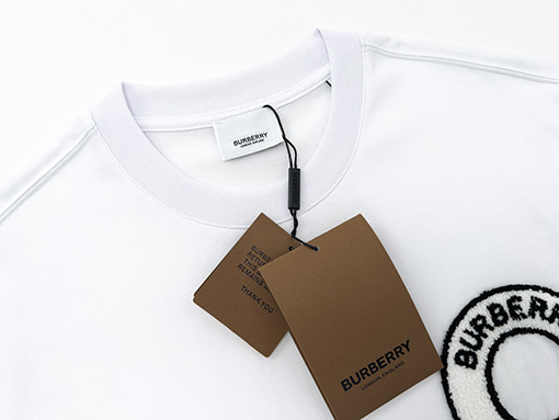 バーバリー 半袖Tシャツ コピー BBRロゴの起毛丸い文字の短袖Tシャツ