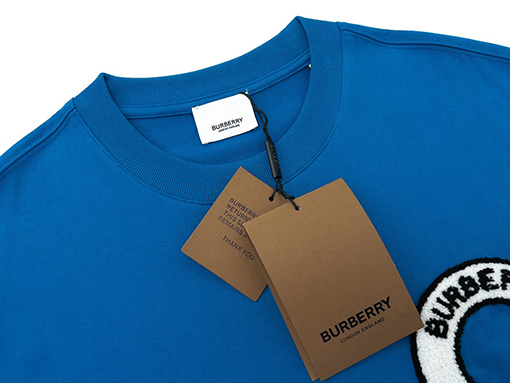 バーバリー 半袖Tシャツ コピー BBRロゴの起毛丸い文字の短袖Tシャツ