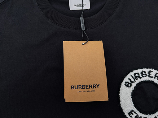 バーバリー 半袖Tシャツ コピー BBRロゴの起毛丸い文字の短袖Tシャツ