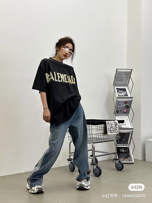 バレンシアガ 半袖Tシャツコピープリント半袖Tシャツ メンズファッション通販