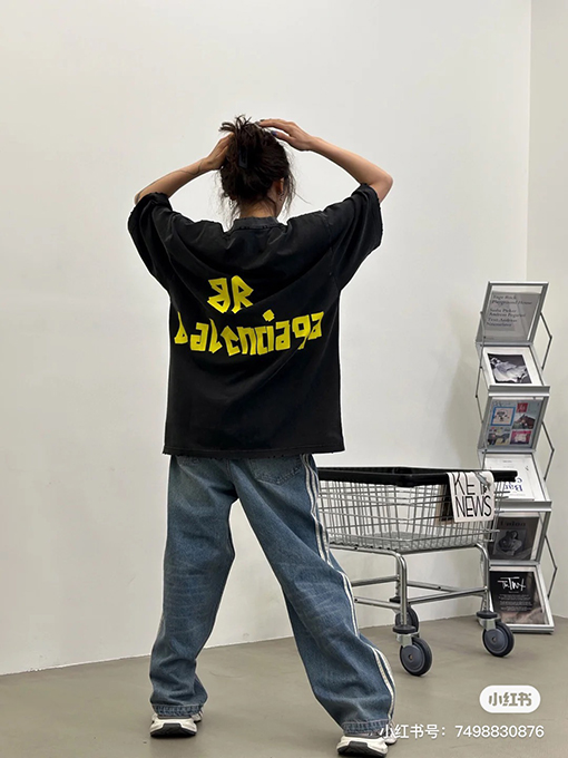 バレンシアガ 半袖Tシャツコピープリント半袖Tシャツ メンズファッション通販