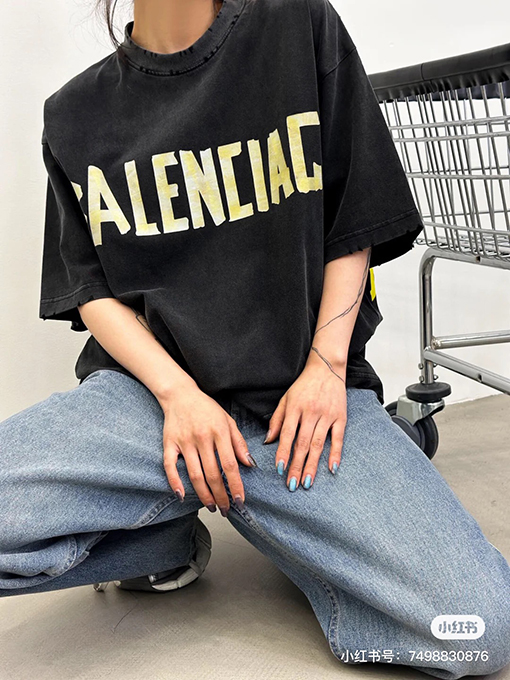 バレンシアガ 半袖Tシャツコピープリント半袖Tシャツ メンズファッション通販