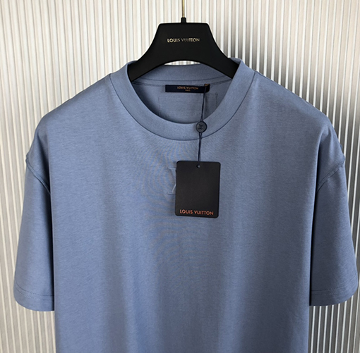 ルイヴィトン 半袖Tシャツ コピー LV 凹凸花柄の雾霾ブルー短袖Tシャツ