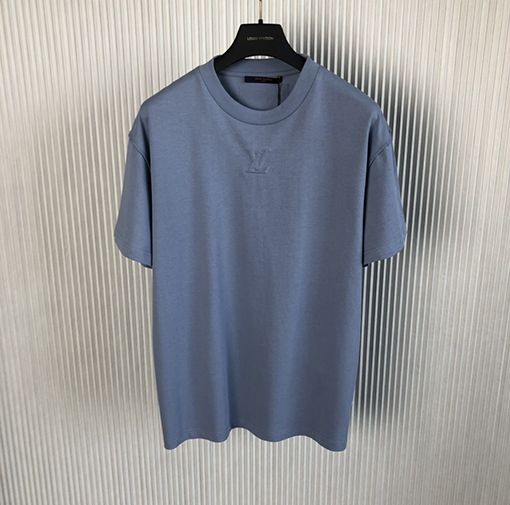ルイヴィトン 半袖Tシャツ コピー LV 凹凸花柄の雾霾ブルー短袖Tシャツ
