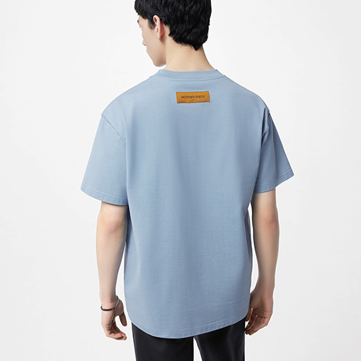 ルイヴィトン 半袖Tシャツ コピー LV 凹凸花柄の雾霾ブルー短袖Tシャツ