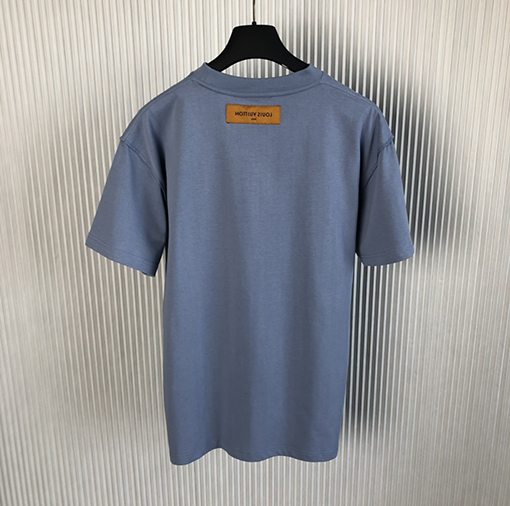 ルイヴィトン 半袖Tシャツ コピー LV 凹凸花柄の雾霾ブルー短袖Tシャツ