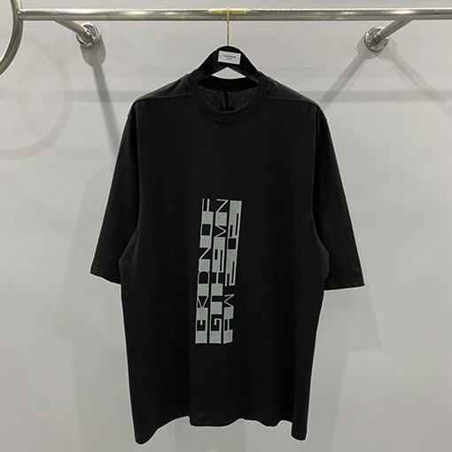 リックオウエンス DRKSHDWロゴバーコードプリントのワイドフィット半袖Tシャツ 男性用