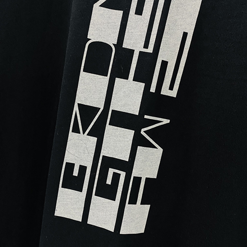 リックオウエンス DRKSHDWロゴバーコードプリントのワイドフィット半袖Tシャツ 男性用
