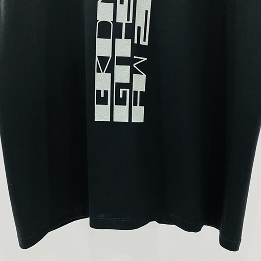 リックオウエンス  DRKSHDWロゴバーコードプリントのワイドフィット半袖Tシャツ　男性用