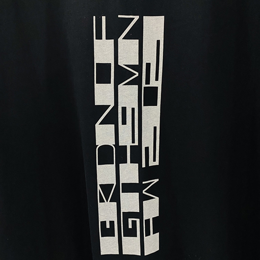 リックオウエンス DRKSHDWロゴバーコードプリントのワイドフィット半袖Tシャツ 男性用