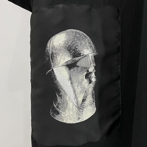 リックオウエンス  DRKSHDW人物ステッカープリントのワイドフィット半袖Tシャツ