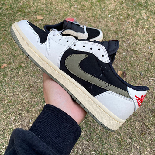 ナイキ  スニーカースーパーコピー ジョーダン1 LOW x Travis Scott オリーブ  シューズ