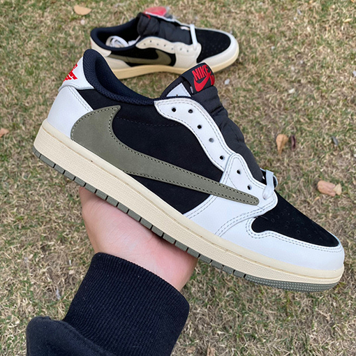 ナイキ  スニーカースーパーコピー ジョーダン1 LOW x Travis Scott オリーブ  シューズ