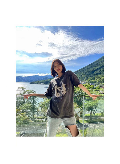 セント マイケル 半袖Tシャツ スーパーコピー   ヴィンテージ風ダイスプリントショートスリーブTシャツ