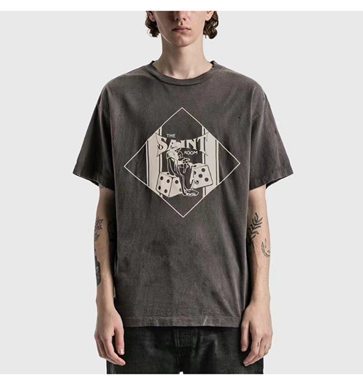 セント マイケル 半袖Tシャツ スーパーコピー   ヴィンテージ風ダイスプリントショートスリーブTシャツ