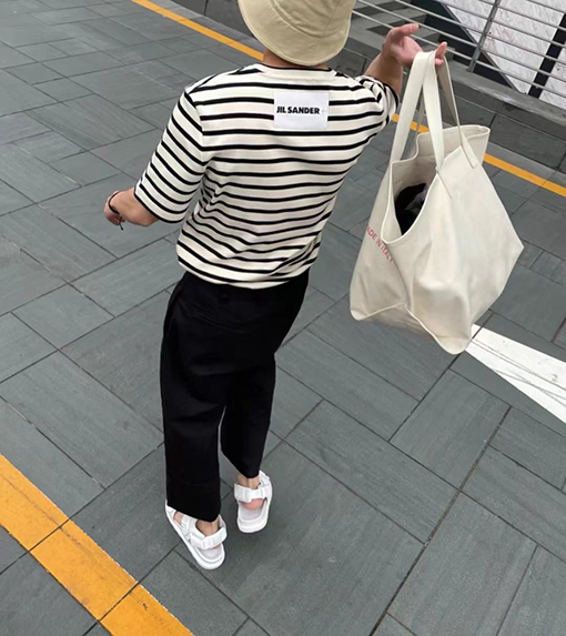 ジルサンダー 短袖Tシャツ スーパーコピー JIL SANDERストライプ短袖Tシャツ