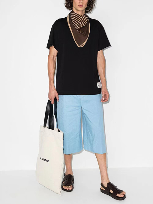 ジルサンダー 短袖Tシャツ コピー JIL SANDER シンプルでスタイリッシュなロゴ刺繍入りTシャツ