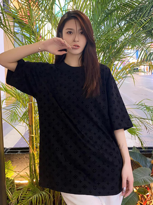 ヴィトン LVモノグラムロゴ 植毛短袖Tシャツ