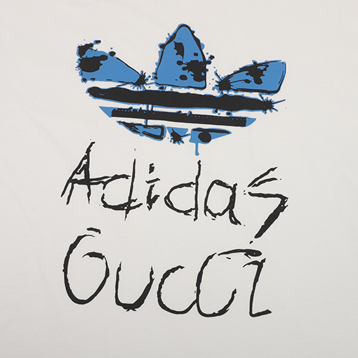 グッチ x アディダス コラボレーションクローバープリント半袖Tシャツ