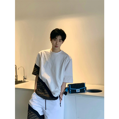 フェンディ半袖Tシャツ コピー FENDI パッチワーク メンズファッション通販 2色