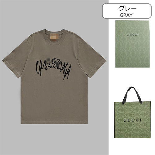 グッチ × バレンシアガ  コラボ プリント半袖Tシャツ GUCCIスーパーコピー 半袖Tシャツ