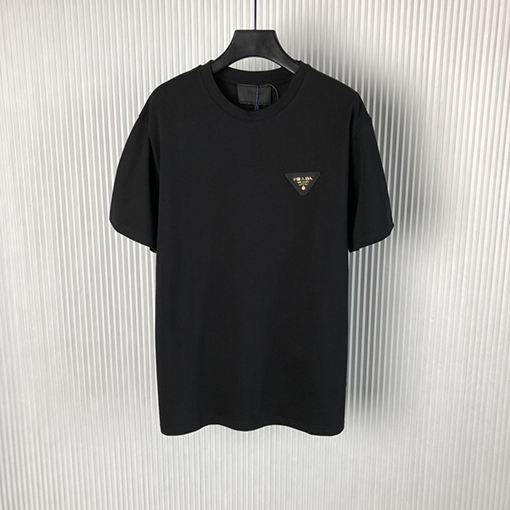 プラダ 23SS春夏のトライアングルロゴ刺繍ショートスリーブ 半袖Tシャツ