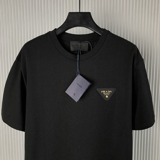 プラダ 23SS春夏のトライアングルロゴ刺繍ショートスリーブ 半袖Tシャツ