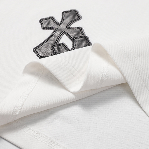 コラボ オフホワイト x クロムハーツの刺繍クロス短袖Tシャツ