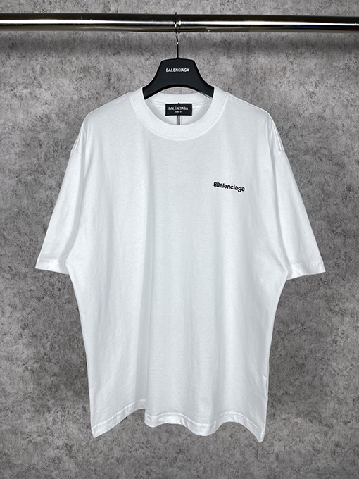 バレンシアガ 半袖Tシャツ スーパーコピー BALENCIAGA クラシックな英字BBロゴ刺繍半袖Tシャツ