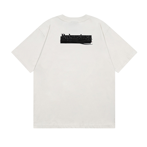 バレンシアガ 半袖Tシャツ コピー コーラ刺繍のクラシックな黒いビニール半袖Tシャツ