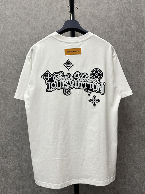 ヴィトン 短袖Tシャツ スーパーコピー   LVサンフラワーレターパッチ刺繍ショートスリーブTシャツ