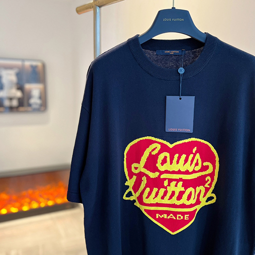 ヴィトン 短袖Tシャツ コピー Louis Vuitton ハートモチーフの編みセーターショートスリーブ