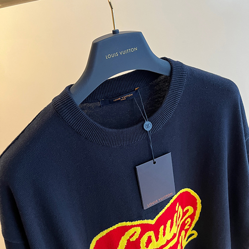 ヴィトン 短袖Tシャツ コピー Louis Vuitton ハートモチーフの編みセーターショートスリーブ