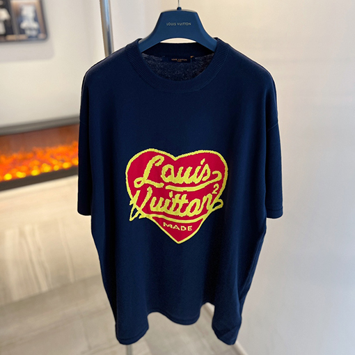 ヴィトン 短袖Tシャツ コピー Louis Vuitton ハートモチーフの編みセーターショートスリーブ